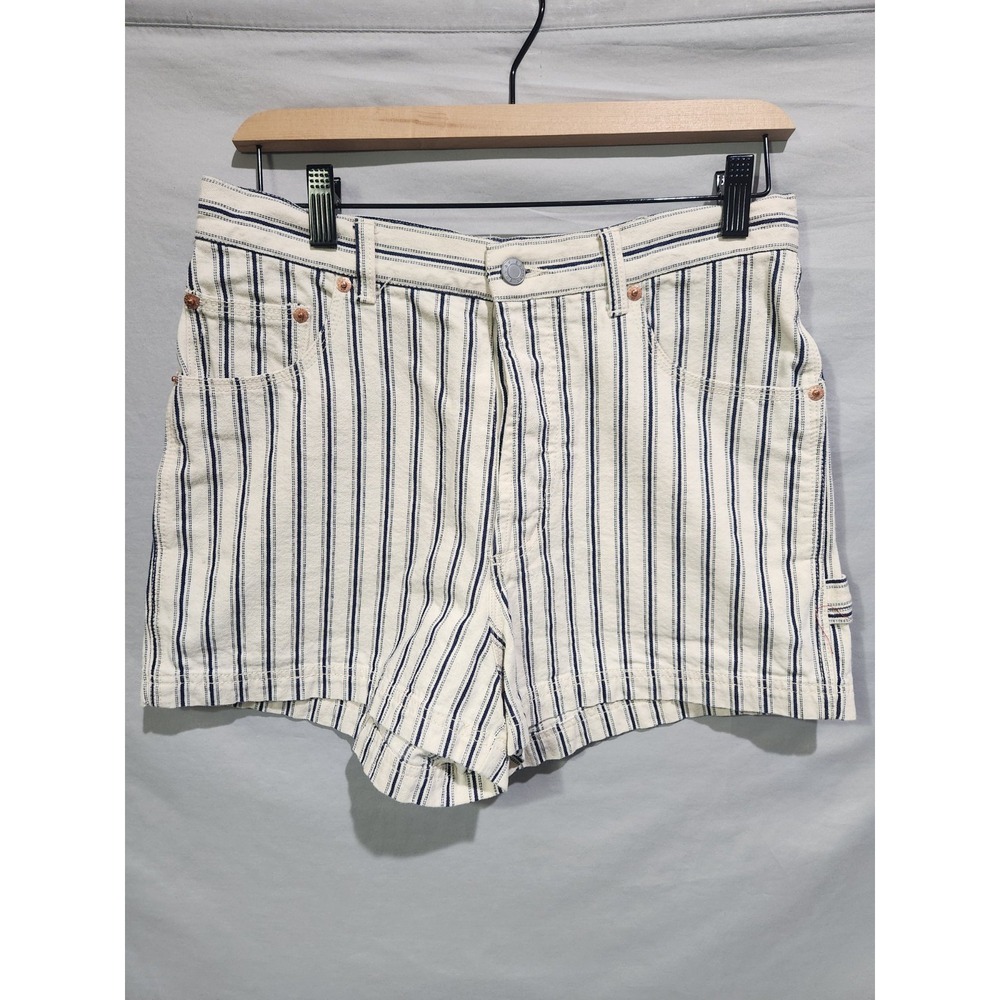 Y2K Esprit White And Blue Striped Shorts‎ W Carpenter Ring Sz 7